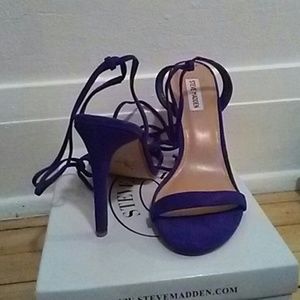 Pattrice Purple Suede Ankle Wrap Heel